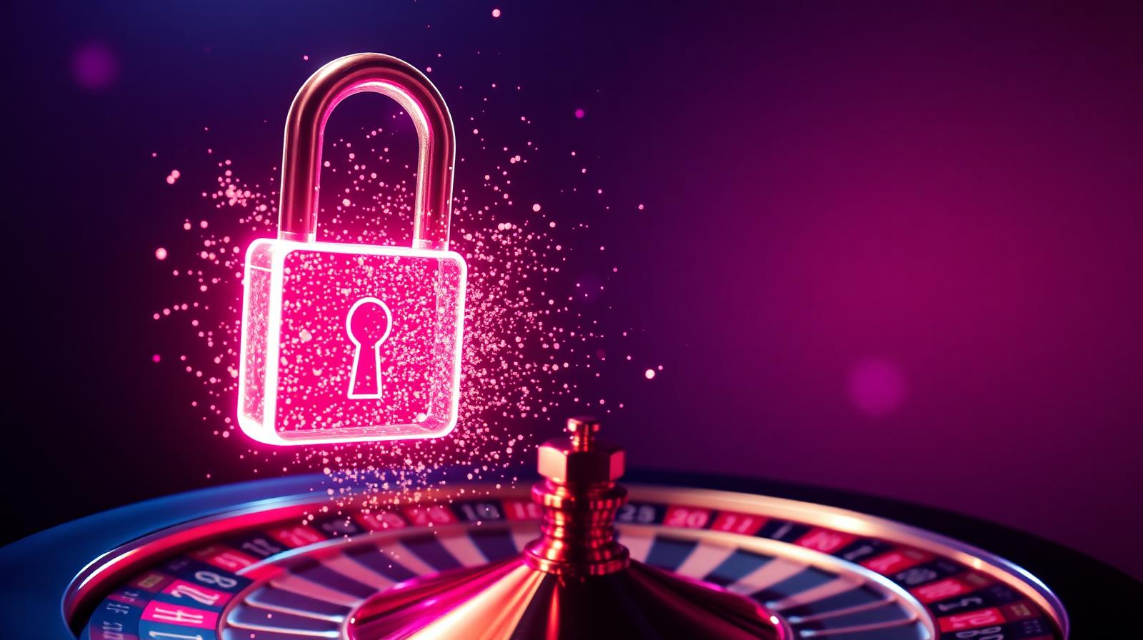 Cadenas lumineux qui éclate au-dessus d'une roue de roulette, symbole de casino sans OASIS